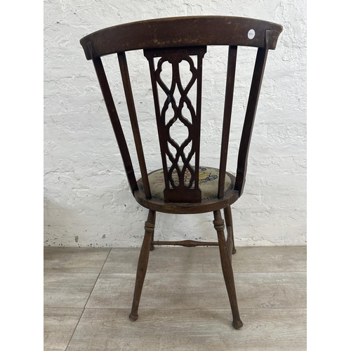 81 - Two pieces of furniture, one 17th century style oak nest of tables and one Edwardian inlaid mahogany... 