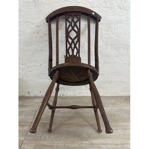 81 - Two pieces of furniture, one 17th century style oak nest of tables and one Edwardian inlaid mahogany... 