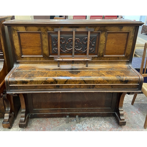 132 - A Victorian Joseph Wallis & Son Ltd of London walnut cased upright iron grand piano - approx. 129cm ... 