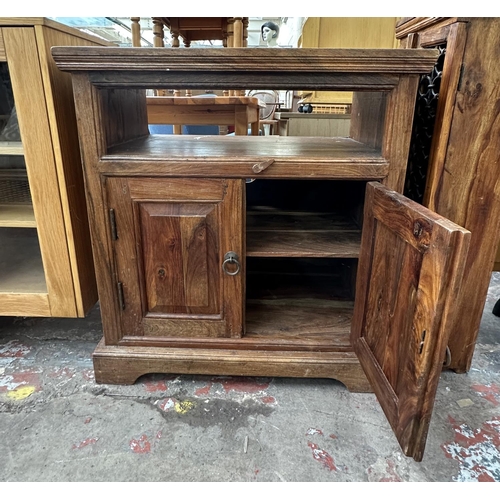 157 - Two pieces of Indian sheesham wood furniture, one TV cabinet and one CD cabinet