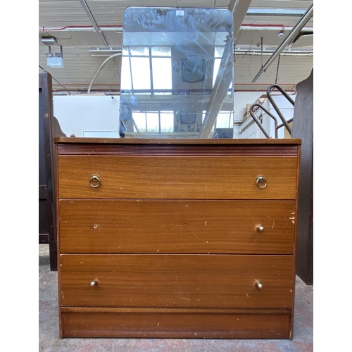 158 - A mid 20th century teak dressing chest - approx. 137cm high including mirror x 80cm wide x 42cm deep