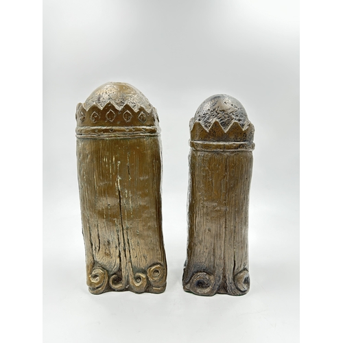 774 - Two bronzed Rowlock sculptures - largest approx. 25cm high