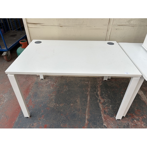 326 - A modern white laminate office desk - approx. 73cm high x 120cm wide x 80cm deep