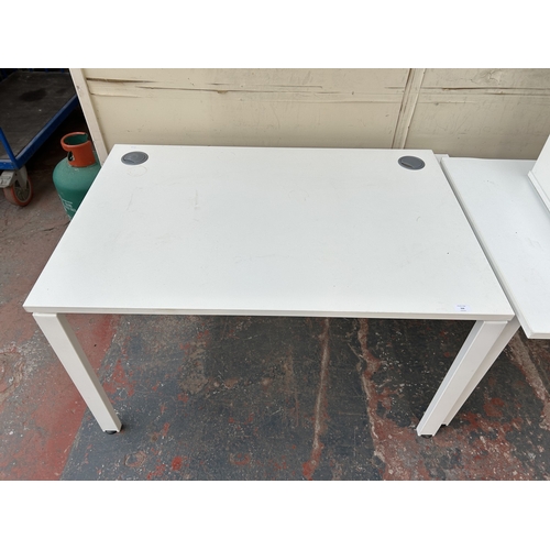 326 - A modern white laminate office desk - approx. 73cm high x 120cm wide x 80cm deep