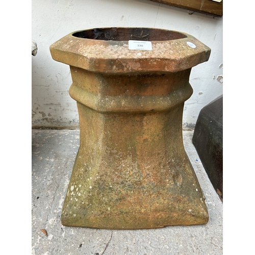 330 - A terracotta chimney cowl - approx. 45cm high