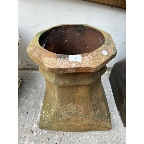 330 - A terracotta chimney cowl - approx. 45cm high