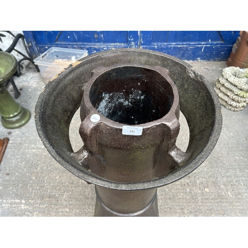 331 - A Victorian salt glazed chimney pot - approx. 100cm high x 42cm diameter