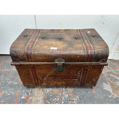 350 - An early 20th century painted metal travel trunk - approx. 41cm high x 59cm wide x 40cm deep