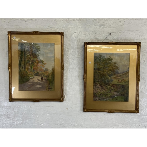 471 - Two late 19th century gilt framed watercolours of rural scenes signed W. Robinson, one dated 1880 an... 