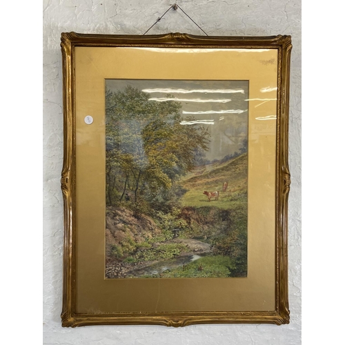 471 - Two late 19th century gilt framed watercolours of rural scenes signed W. Robinson, one dated 1880 an... 