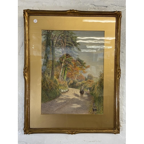 471 - Two late 19th century gilt framed watercolours of rural scenes signed W. Robinson, one dated 1880 an... 