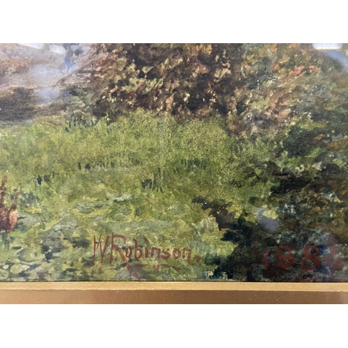 471 - Two late 19th century gilt framed watercolours of rural scenes signed W. Robinson, one dated 1880 an... 