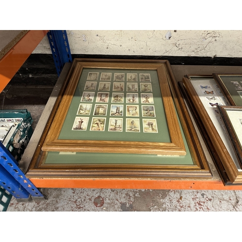 745 - Five framed Wills Cigarettes card displays - Puppies, English Period Costumes, Merchant Ships of the... 