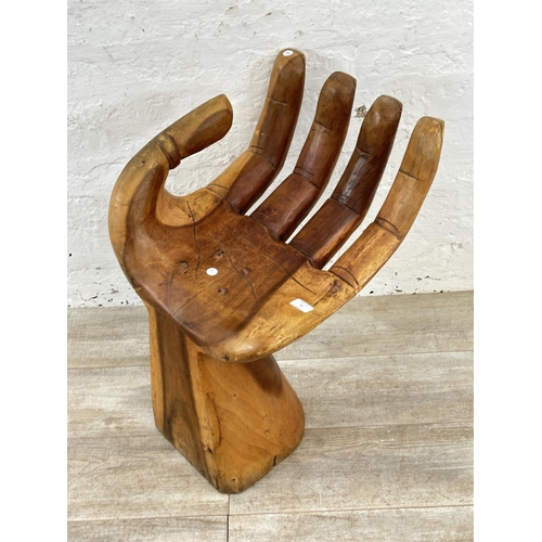 10 - A carved hardwood hand chair - approx. 67cm high x 40cm wide x 45cm deep