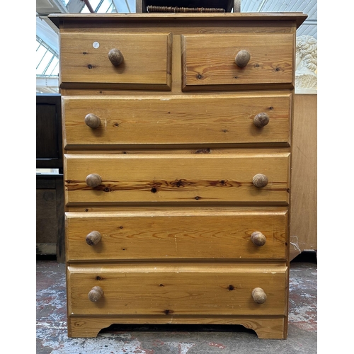 101 - A pine chest of drawers - approx. 104cm high x 78cm wide x 45cm deep