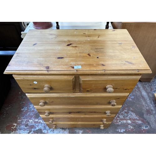 101 - A pine chest of drawers - approx. 104cm high x 78cm wide x 45cm deep