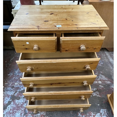 101 - A pine chest of drawers - approx. 104cm high x 78cm wide x 45cm deep