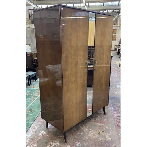 112 - A mid 20th century Meredew walnut double wardrobe - approx. 185cm high x 122cm wide x 56cm deep