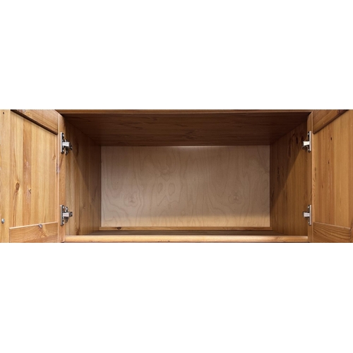 116 - A pine double wardrobe with later added top - approx. 220cm high x 85cm wide x 55cm deep