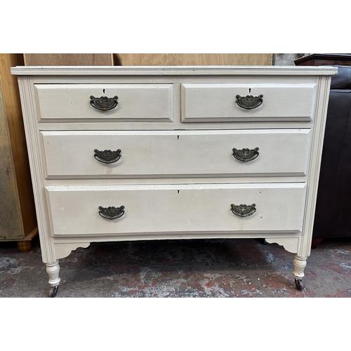 123 - A Victorian white painted chest of drawers - approx. 86cm high x 104cm wide x 46cm deep