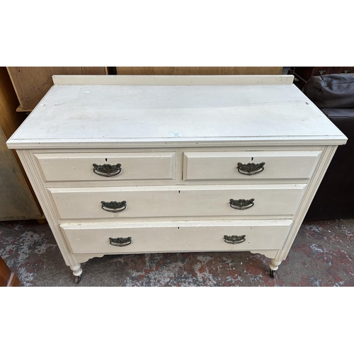 123 - A Victorian white painted chest of drawers - approx. 86cm high x 104cm wide x 46cm deep