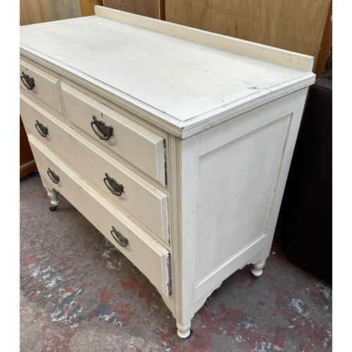 123 - A Victorian white painted chest of drawers - approx. 86cm high x 104cm wide x 46cm deep