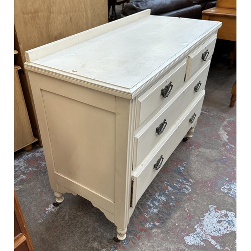 123 - A Victorian white painted chest of drawers - approx. 86cm high x 104cm wide x 46cm deep