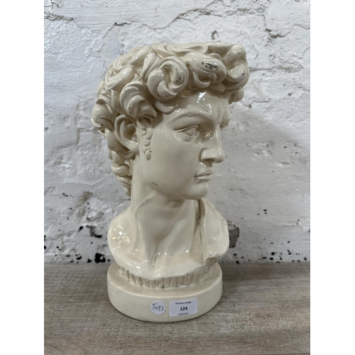 124 - A painted plaster bust of David - approx. 34cm high