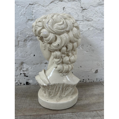 124 - A painted plaster bust of David - approx. 34cm high