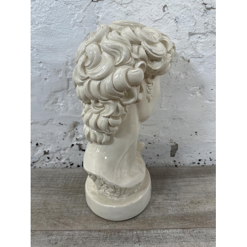 124 - A painted plaster bust of David - approx. 34cm high