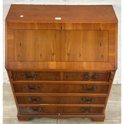 126 - A Georgian style yew wood bureau - approx. 96cm high x 75cm wide x 42cm deep