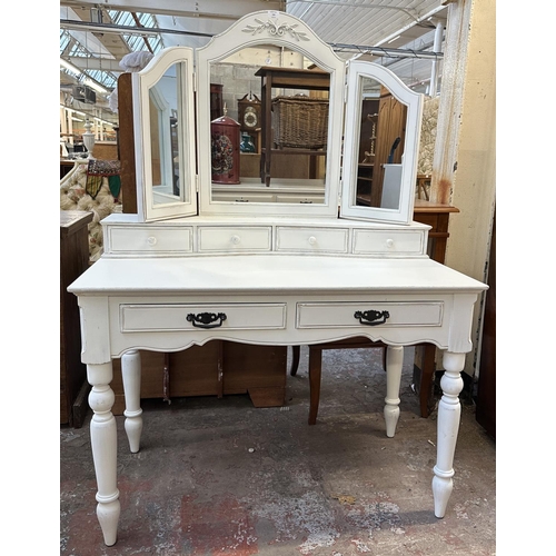 133 - A French style white painted dressing table - approx. 157cm high including mirror x 110cm wide x 60c... 