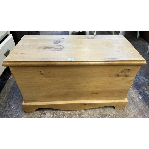 134 - A Victorian style pine blanket box - approx. 52cm high x 86cm wide x 41cm deep