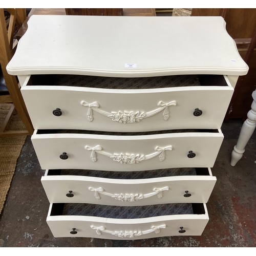 136 - A French style white painted serpentine chest of drawers - approx. 100cm high x 77cm wide x 40cm dee... 