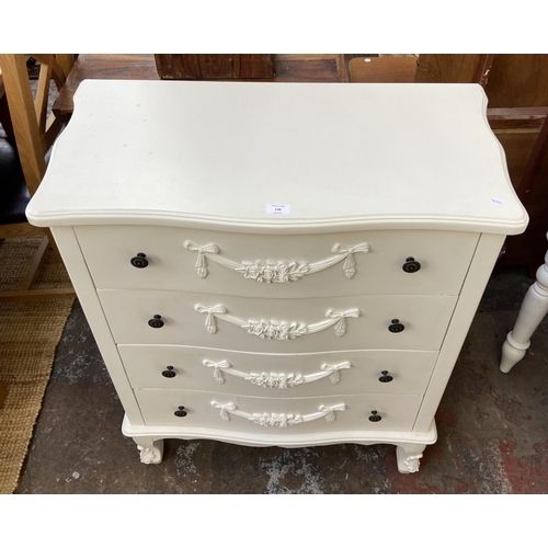 136 - A French style white painted serpentine chest of drawers - approx. 100cm high x 77cm wide x 40cm dee... 