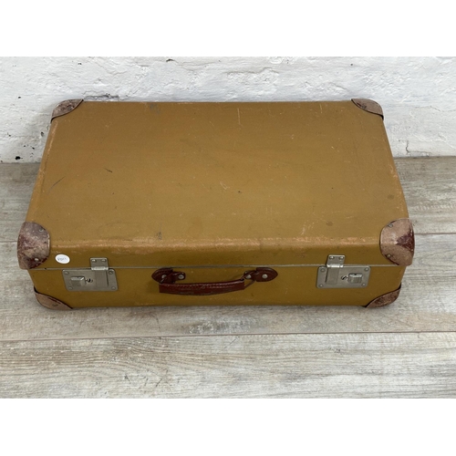 14 - Seven mid 20th century travel trunks - largest approx. 26cm high x 77cm wide x 50cm deep