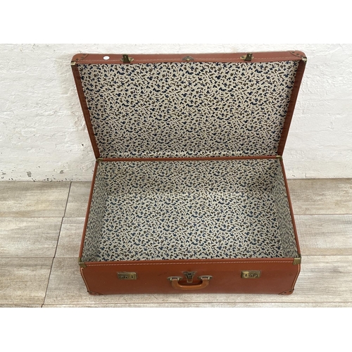 14 - Seven mid 20th century travel trunks - largest approx. 26cm high x 77cm wide x 50cm deep