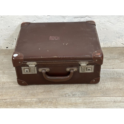 14 - Seven mid 20th century travel trunks - largest approx. 26cm high x 77cm wide x 50cm deep