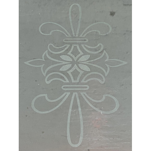 155 - A brass and glass display case cover with fleur-de-lis motif - approx. 8cm high x 51cm wide x 59cm l... 