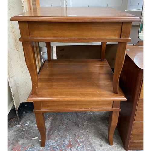 159 - A pair of modern cherry wood side tables - approx. 46cm high x 60cm square