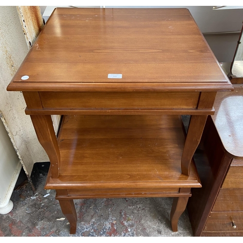 159 - A pair of modern cherry wood side tables - approx. 46cm high x 60cm square