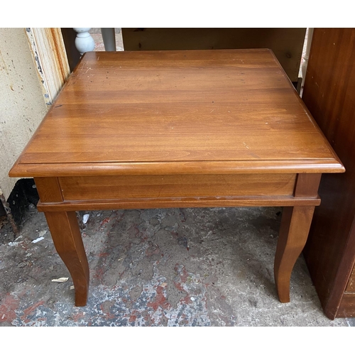 159 - A pair of modern cherry wood side tables - approx. 46cm high x 60cm square