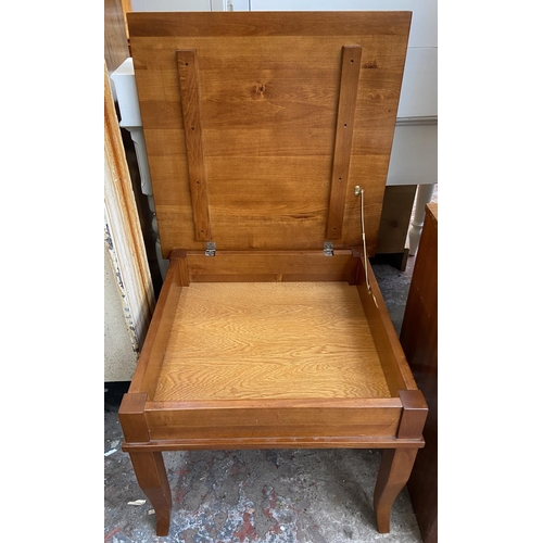 159 - A pair of modern cherry wood side tables - approx. 46cm high x 60cm square