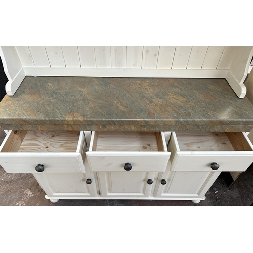 160 - A modern painted pine and marble effect dresser - approx. 196cm high x 130cm wide x 41cm deep