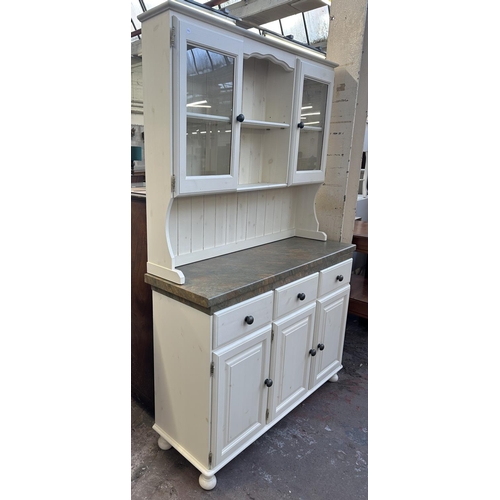 160 - A modern painted pine and marble effect dresser - approx. 196cm high x 130cm wide x 41cm deep