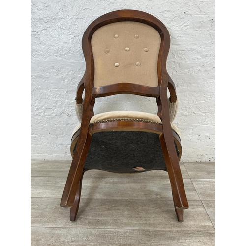 163 - A French Louis XV style beech and fabric upholstered open armchair - approx. 101cm high x 63cm wide ... 