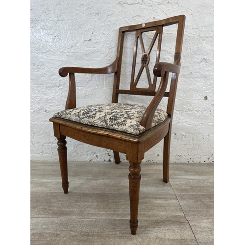 164 - An Edwardian carved walnut and tapestry upholstered open armchair - approx. 97cm high x 54cm wide x ... 