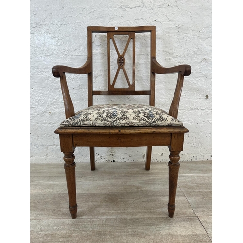 164 - An Edwardian carved walnut and tapestry upholstered open armchair - approx. 97cm high x 54cm wide x ... 