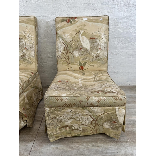 168 - A pair of Oriental style fabric upholstered bedroom chairs - approx. 84cm high x 53cm wide x 55cm de... 