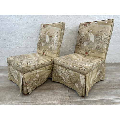 168 - A pair of Oriental style fabric upholstered bedroom chairs - approx. 84cm high x 53cm wide x 55cm de... 